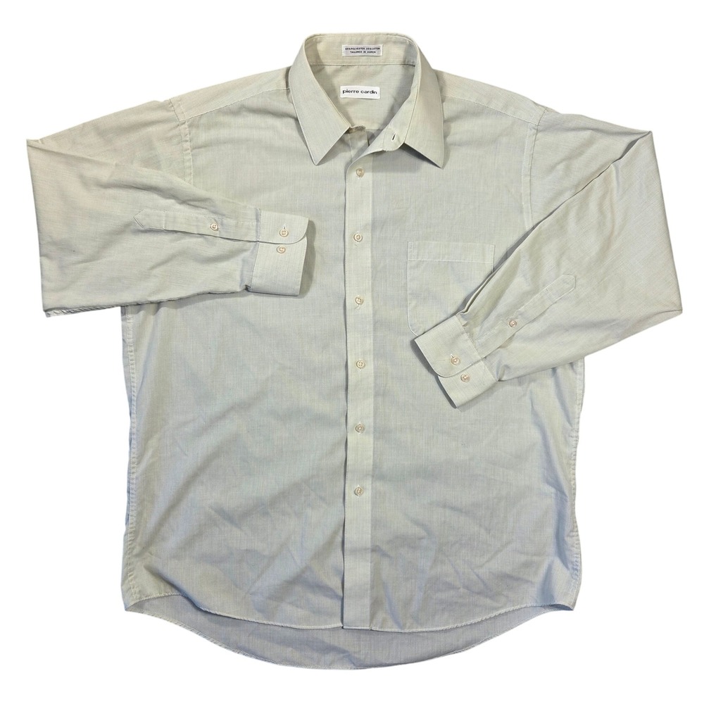 Pierre Cardin Mens Dress Shirt 16-16.5 32/33 Long Sleeve Pale Green Button Down